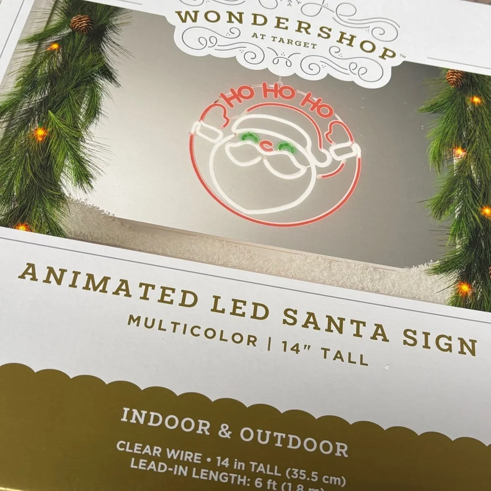 WONDERSHOP NWT animated ed Santa sign -indoor/outdoor -14”